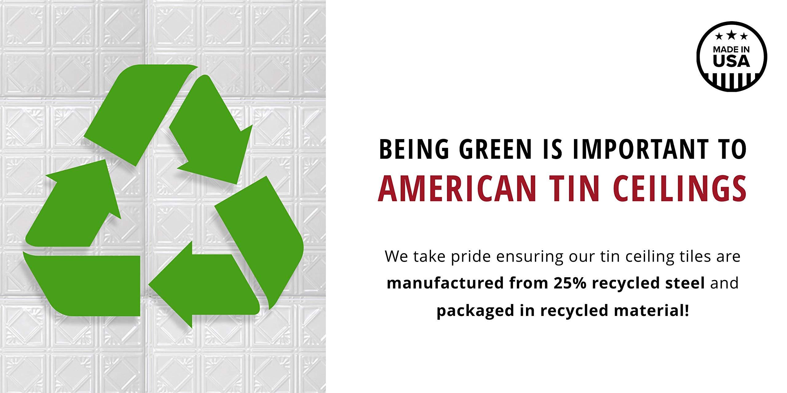 American Tin Ceilings American Tin Ceilings [5-Pack Kit Nail-Up Metal Tiles in Pattern #6 Nail-Up and Color Silver Washed White. 24\" x 24\" [20 sq ft] Genuine Tin | Made in the USA | Model: kit-n-p06-sww