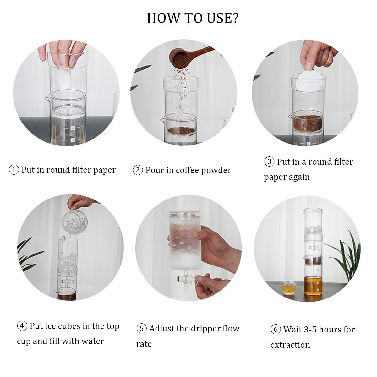 RUIFAR Cold Brew Coffee Maker Tower 400ml/13.5oz Glass Slow Drip Coffee Maker with Adjustable Dripper, Ice Drip Coffee Pot for Home, Cafe, Office, Gift for Coffee Lovers (400ml/13.5oz Cold Brew Coffee Maker)