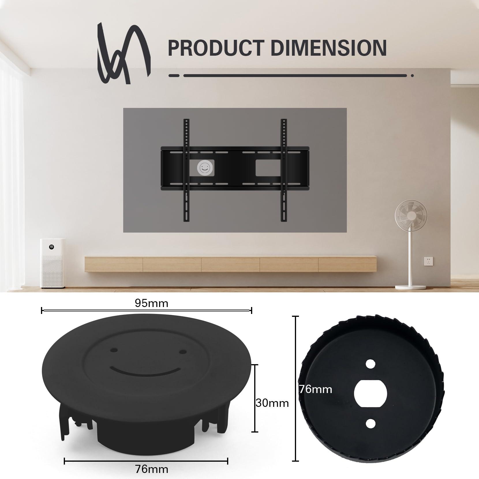 Julaiwy in Wall Cable Management Kit, TV Cord Hider for Wall Mounted TV Wire Hider for Wall, 2 Pack Pass Throughs Include a Drywall Hole Saw Drill Attachment for Easy Install Grommet - Black