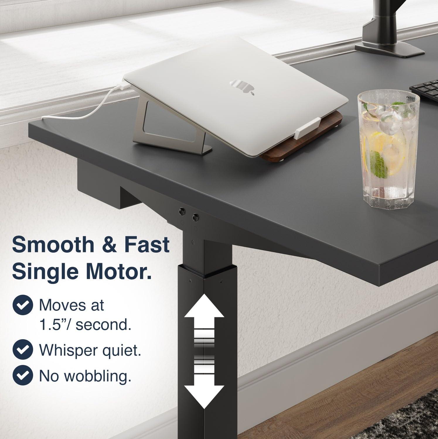 Desky Desky Single Sit Stand Desk - Adjustable Standing Desk - Ergonomic Sit & Stand Up Desk - 47x29.5 Electric Standing Desk - Adjustable Height Table - Sit to Stand Desk - Height Adjustable Desk, White