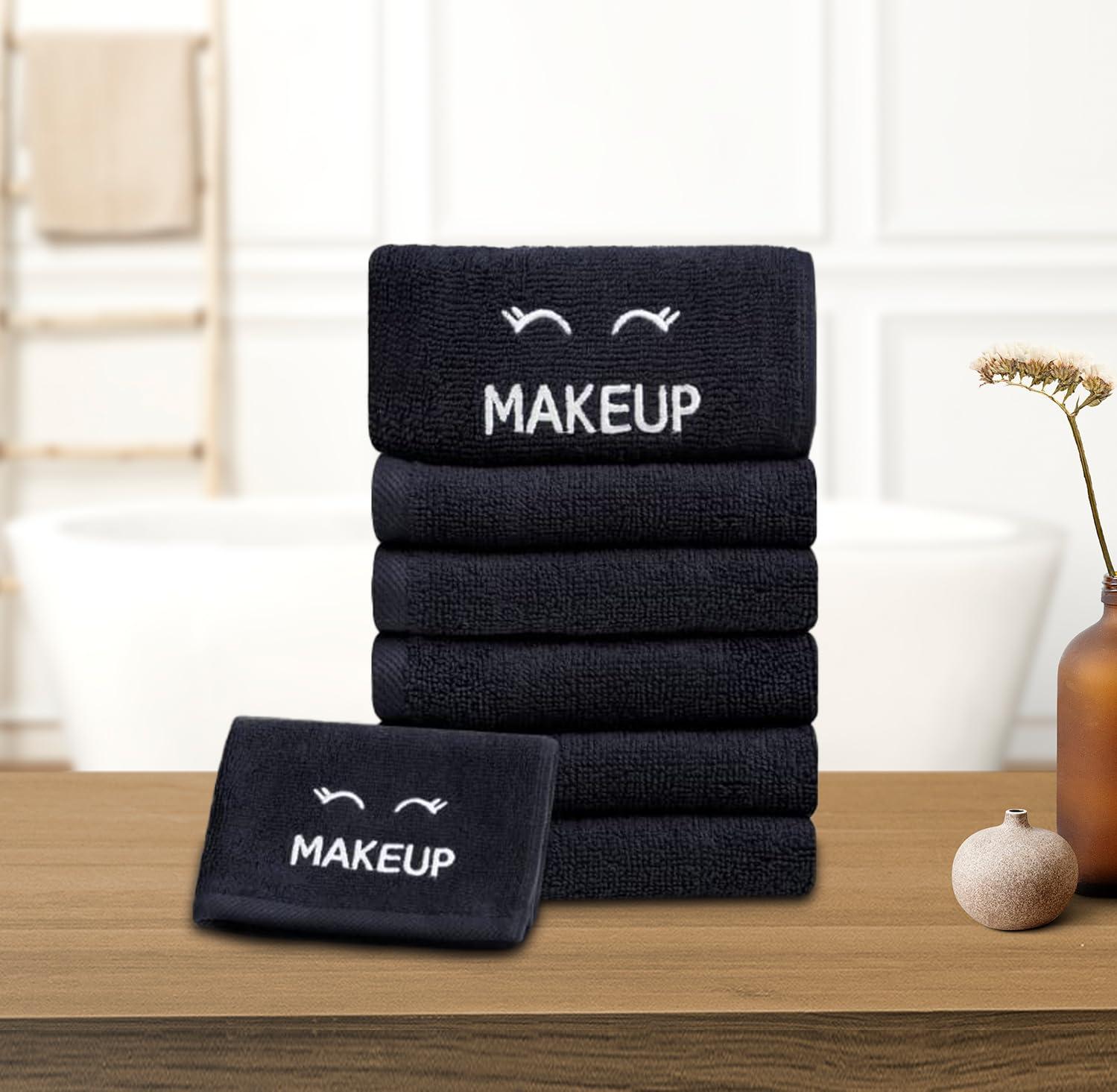 White Classic White Classic Bleach Safe Black Makeup Washcloths for Face Cleansing, 12 Pack - Super Soft Luxury Cotton Black Makeup Towels, Highly Absorbent and Quick Dry, All Makeup Remover Cloth | 13 x 13