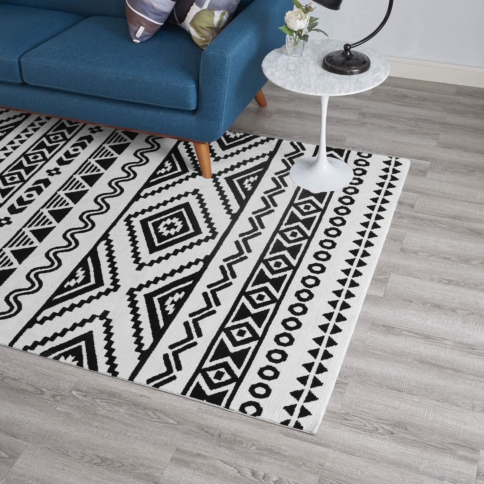 America Luxury - Rug Modern Contemporary Living Lounge Room Area Rug Floor Carpet, Style, Fabric, Multi White