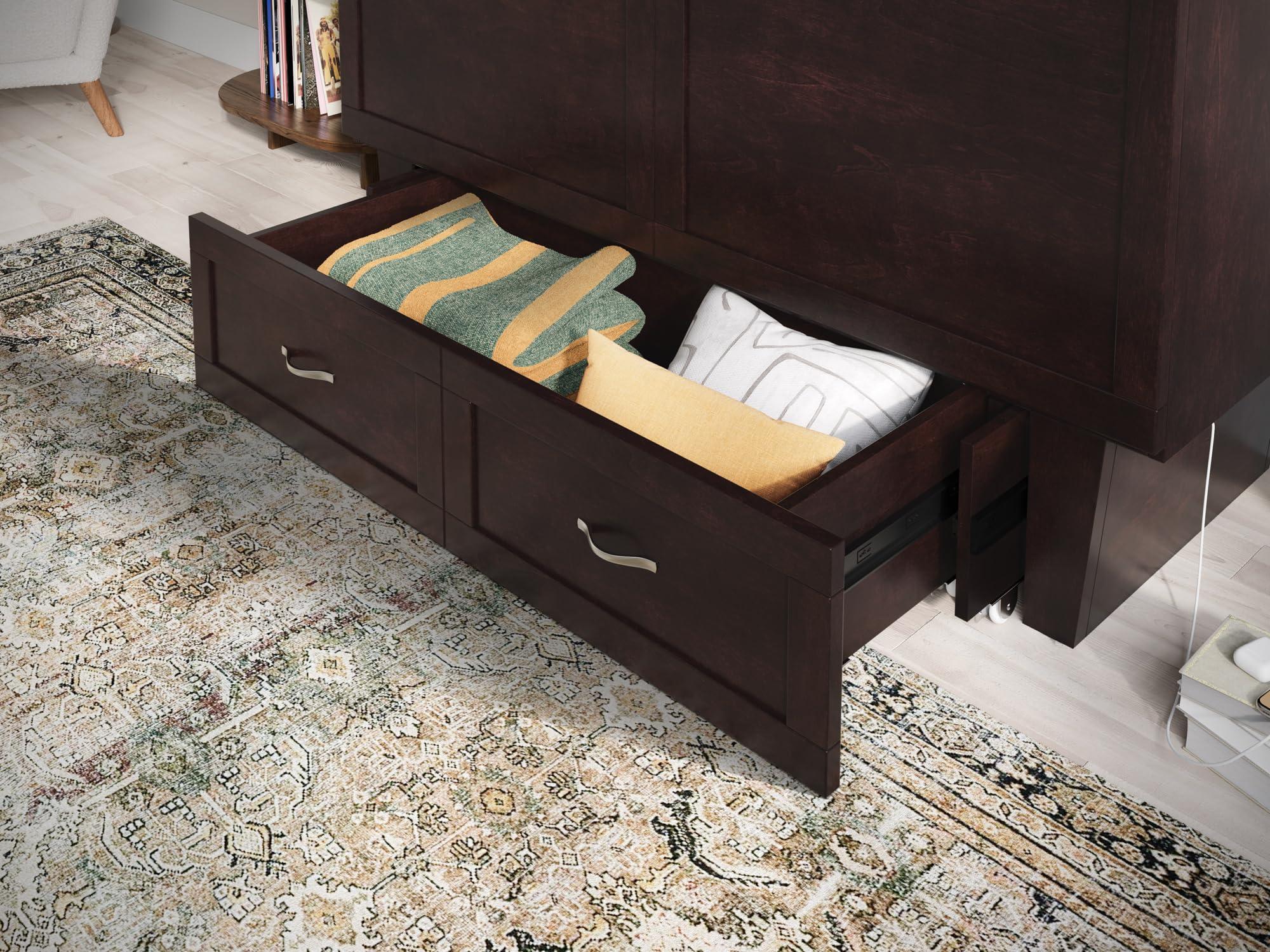 AFI AFI, Chelsea Mid-Century Modern Queen Solid Wood Murphy Bed Chest with Mattress in Espresso