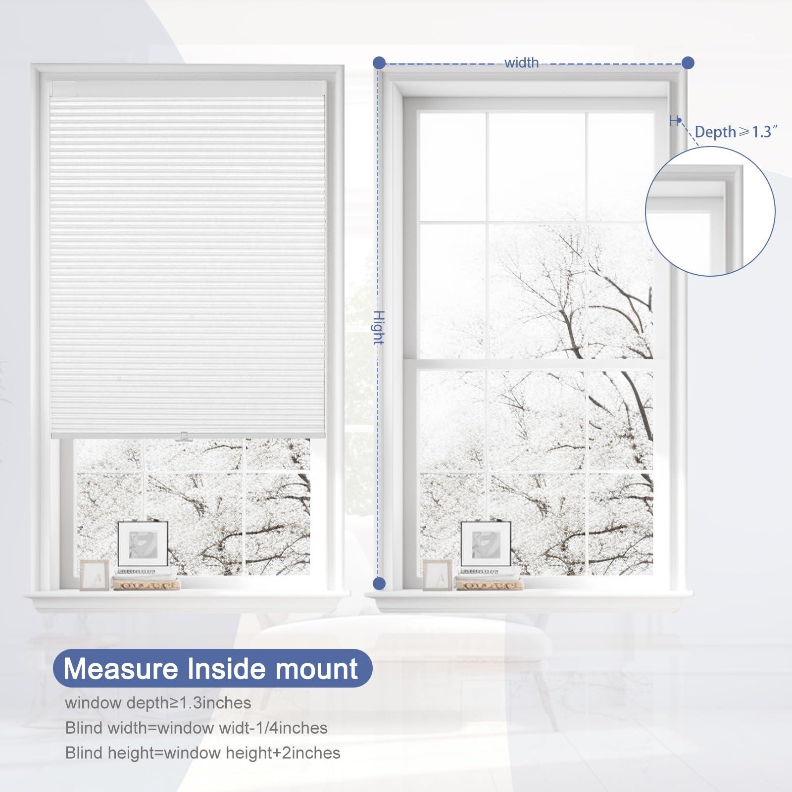 Sulugood Sulugood No Drill Blinds for Windows Blackout Cellular Shades Cordless No Tools Honeycomb Pull Down Blinds Easy Install No Screws Cellular Blinds for Room,Home,Office.Apricot yellow.28 W x 39" H