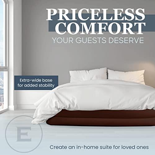 Englander Englander Queen Air Mattress with Built in Pump Raised - Double High, 600 LB Weight Capacity - Luxury Size Camping Mattress - Blow Up Floor Bed for Home - Microfiber, Waterproof Airbed with Patch Kit