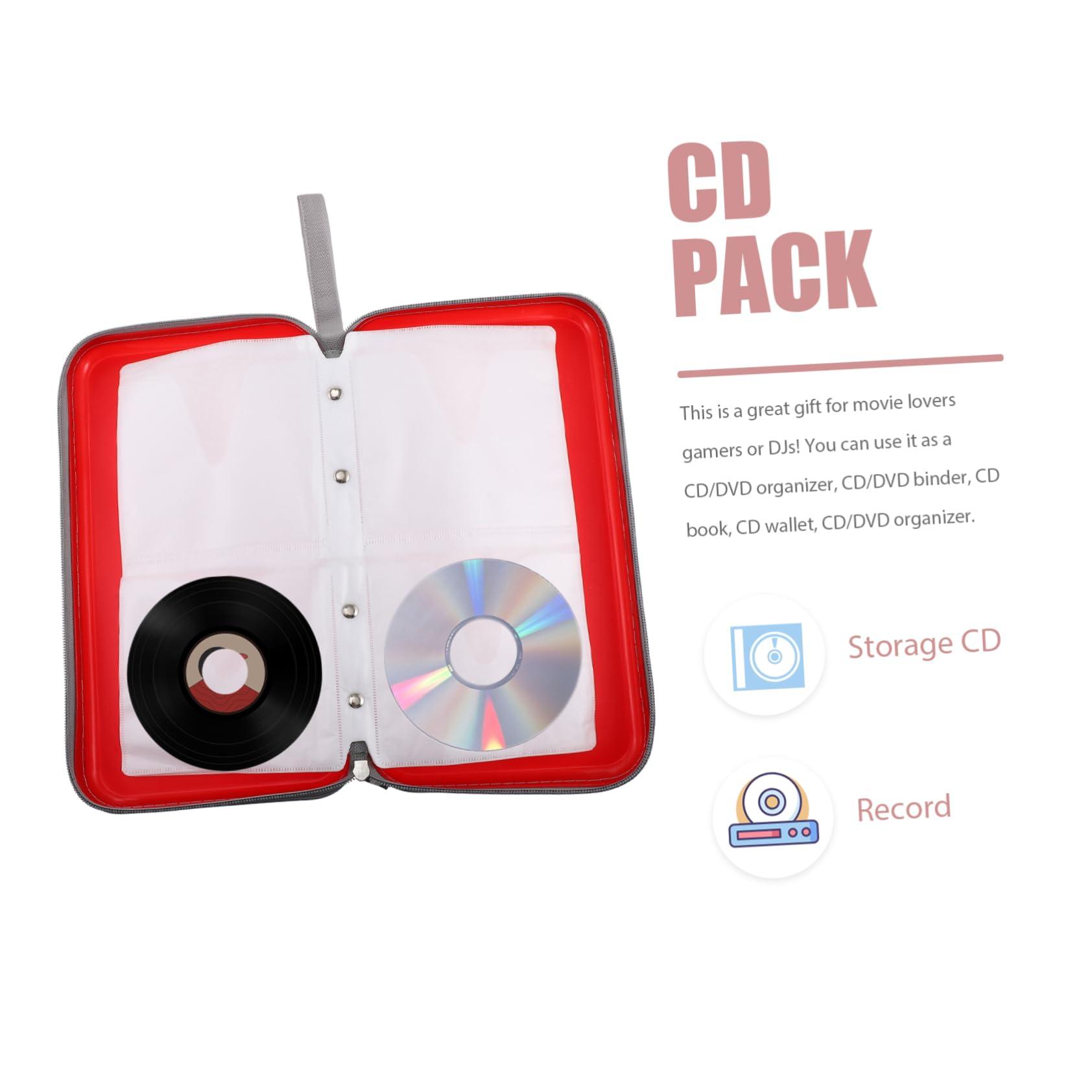 ROMISBABA ROMISBABA CD Package CD Organizer Blank Cassette Empty Cases Big Capacity Bag Blank CD Case Organizer CD Storage Case Disc Storage Bag Media Storage Bags Wallets CD Case Red Plastic