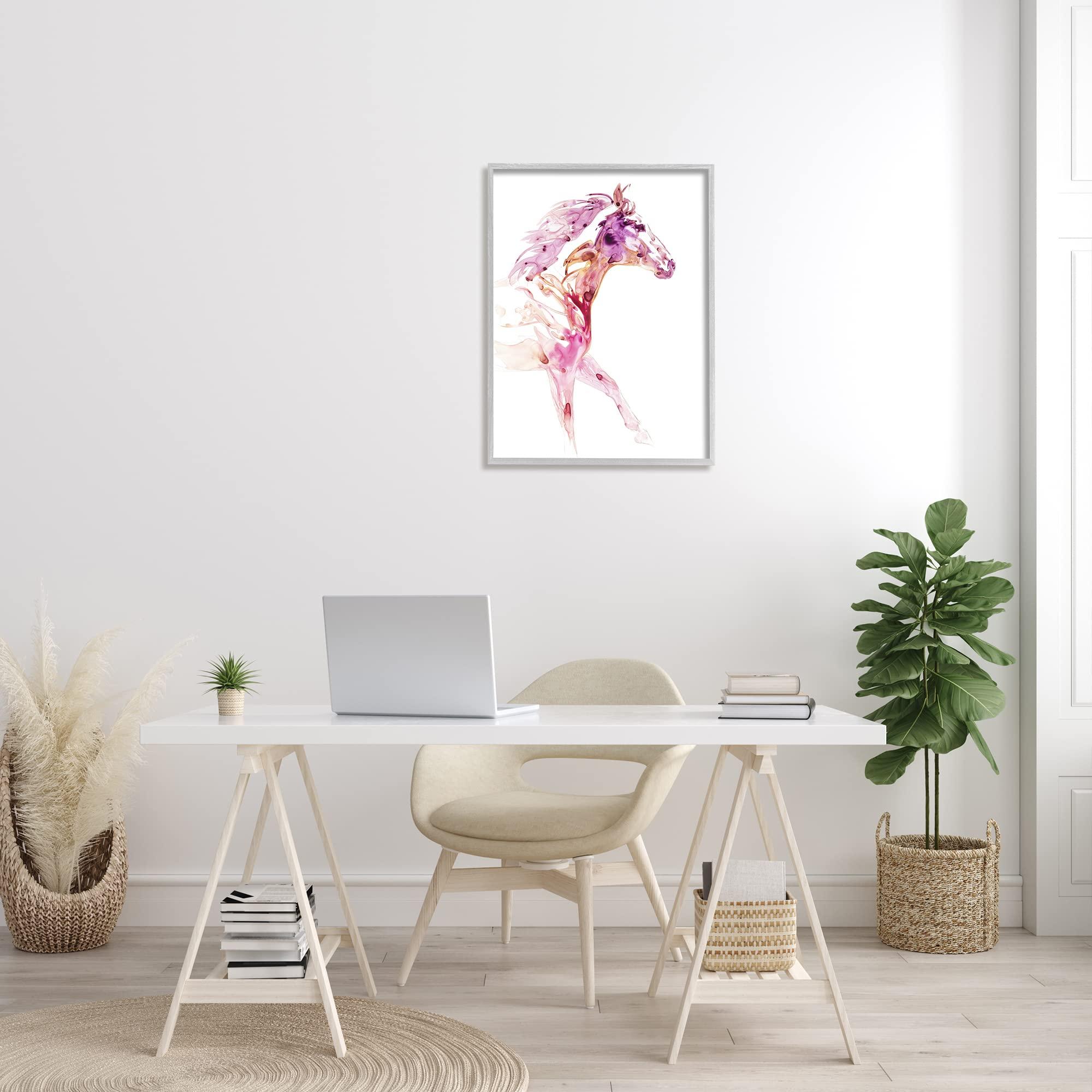 Stupell Industries Stupell Industries Abstract Pink Horse Galloping Framed Giclee Art, Design by Julie Chapman