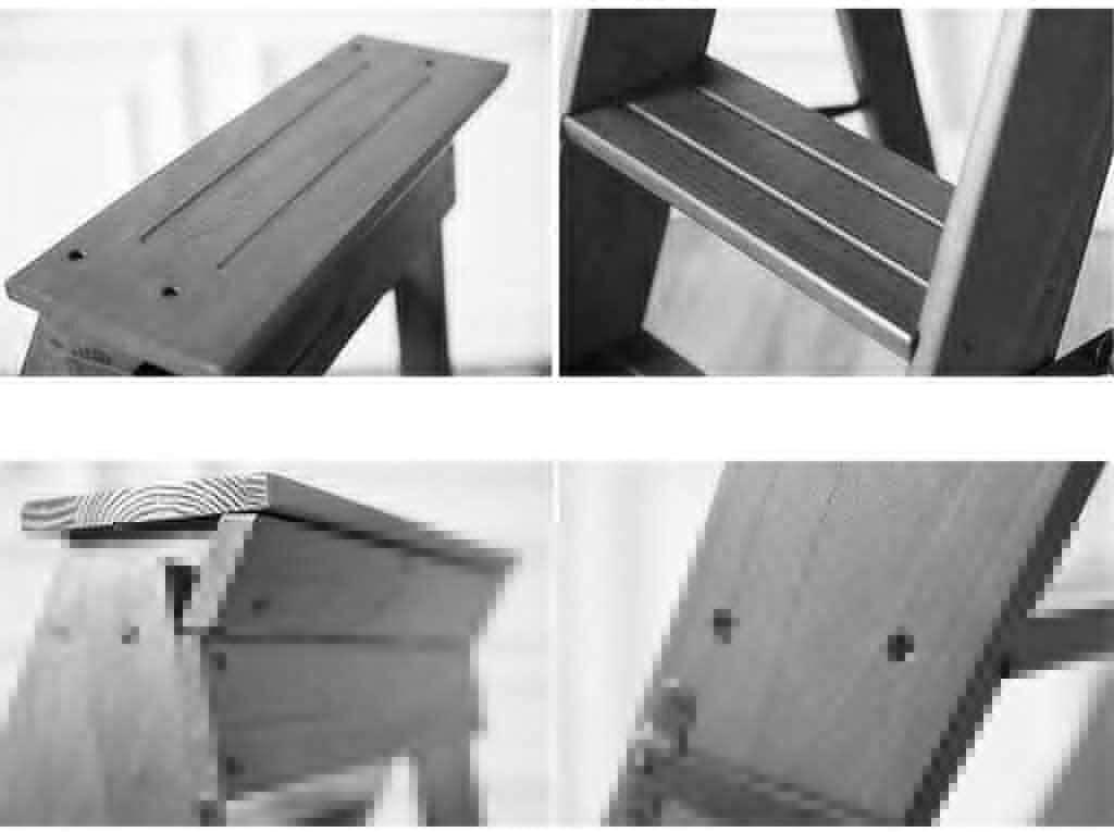 OKUOKA Step Stool Solid Wood Folding Ladder Stool Multifunction Stepladder Stairway Chair with 5 Steps for Home Step Stool (Color : White)