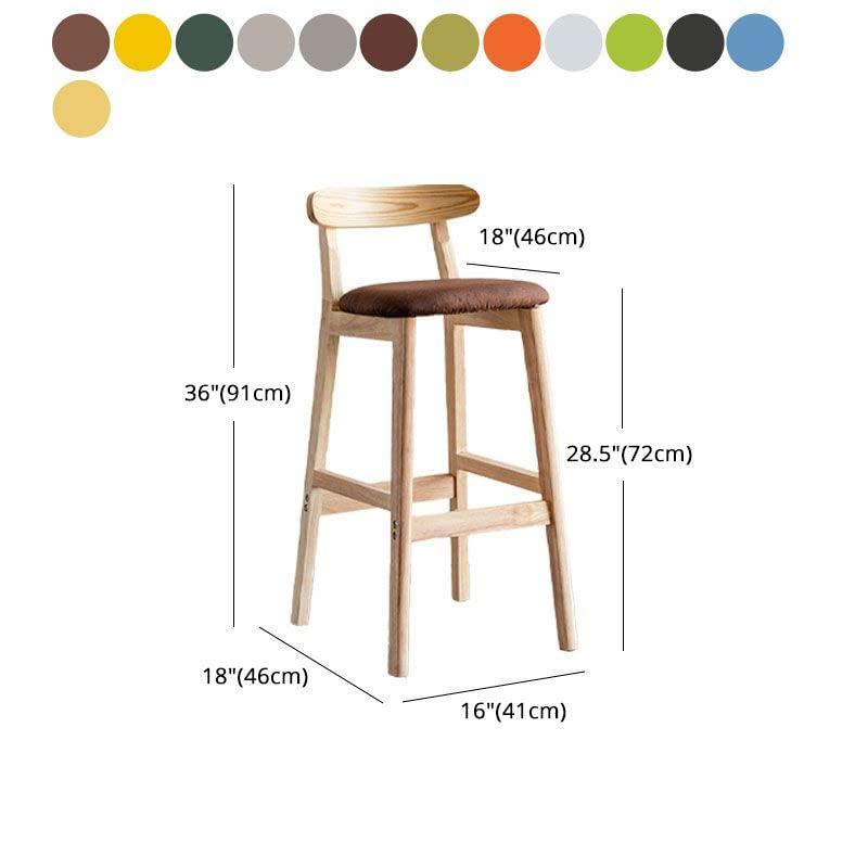 KWOKING KWOKING Scandinavian Wood Upholstered Counter Stools Bar Stools with Footrest Bar Stool Natural Solid Wood High Stool Shop Front Desk Bar Stool Nordic Low Back Bar Chair Coffee 4 Pieces Set