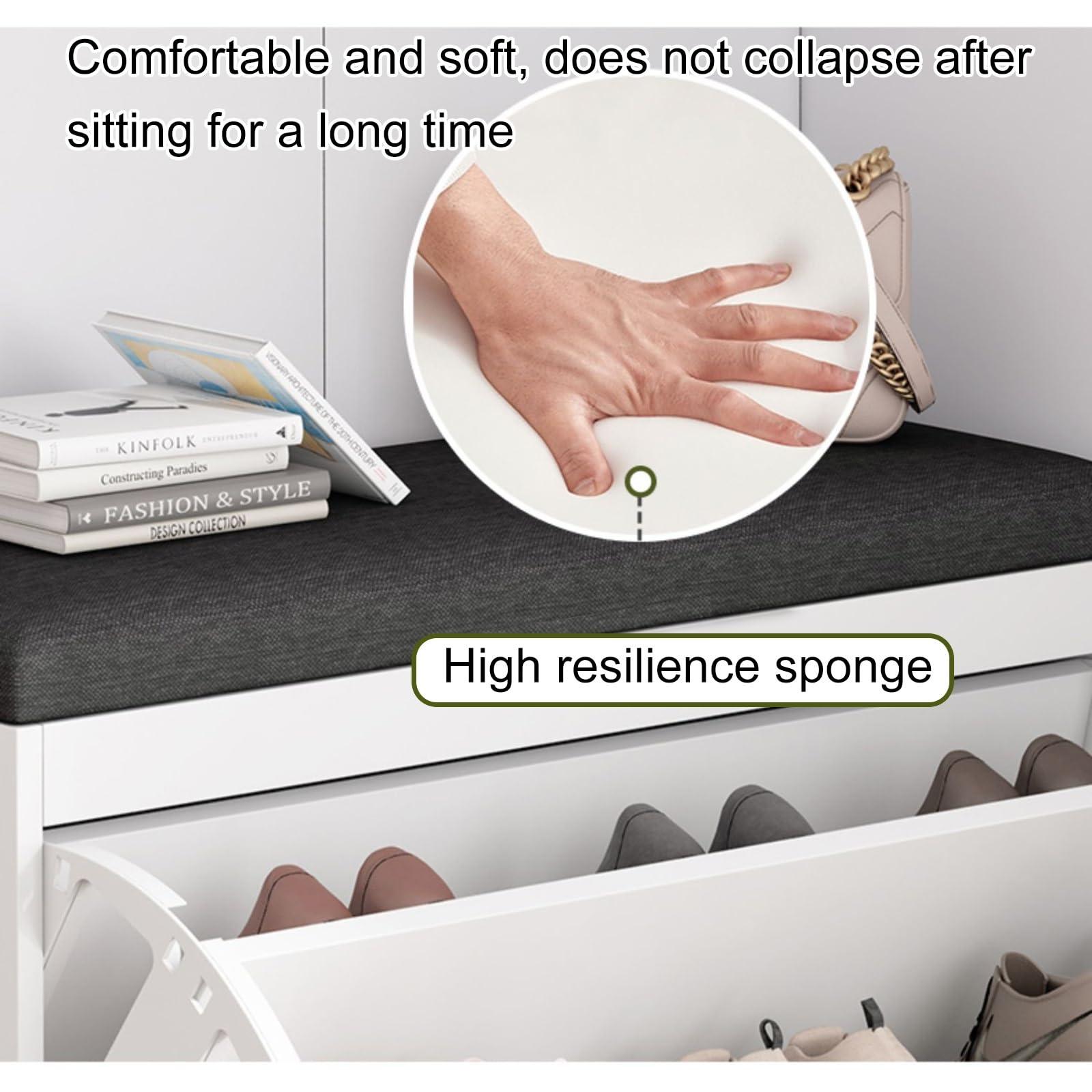 SARKEY Shoe Bench, Bench with Shoe Storage,Lift Top Entryway Bench with Removable Cushion, Wood Shoe Rack with Shoe Storage Drawer and Doors for Entryway, Mudroom, Hallway, Closet and Garage (Color : Black