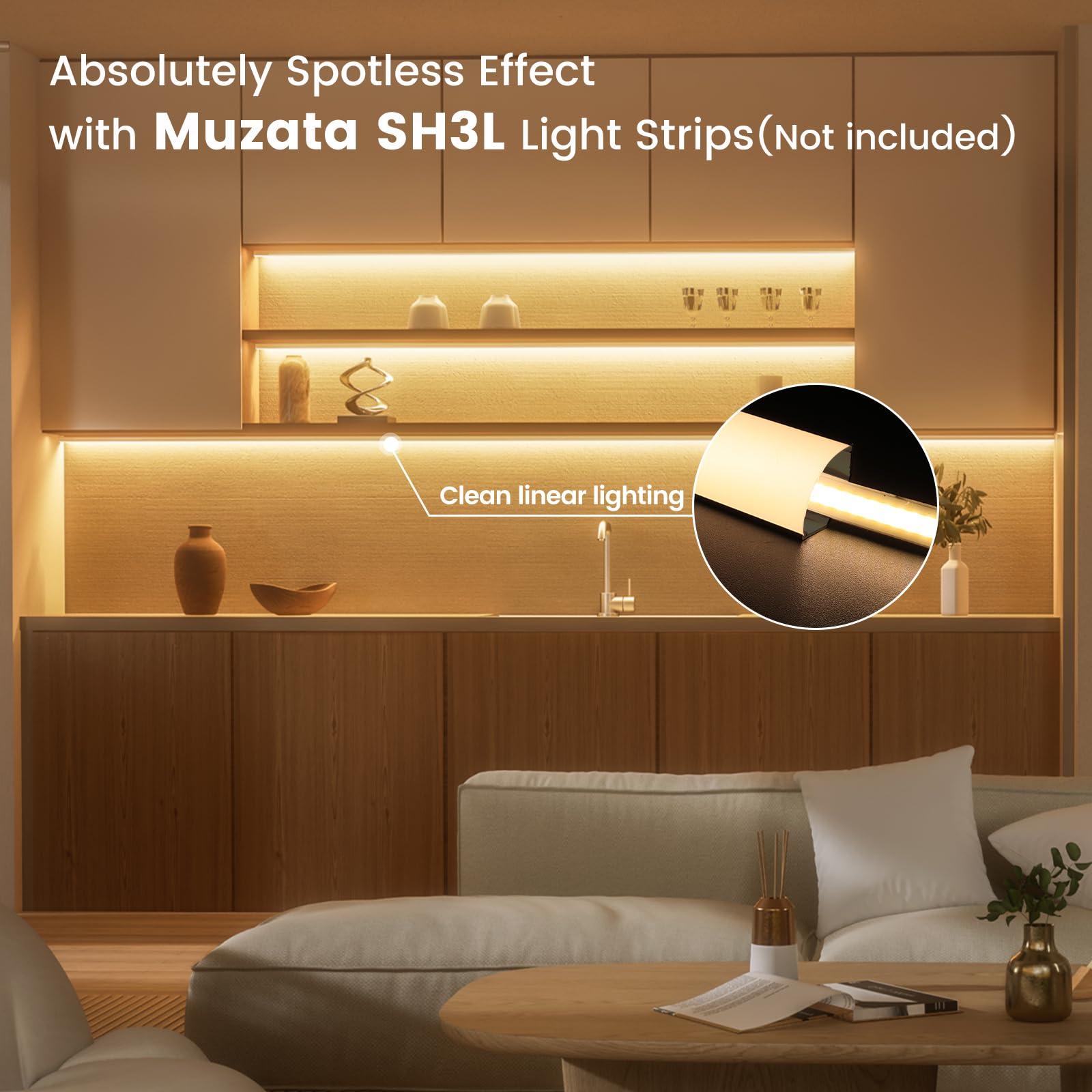 Muzata Muzata 10Pack 6.6FT/2M V Shape LED Channel Black Aluminum LED Strip Diffuser Channel with Milky White Cover Corner Lighting Easy Installation V1SW BW 2M