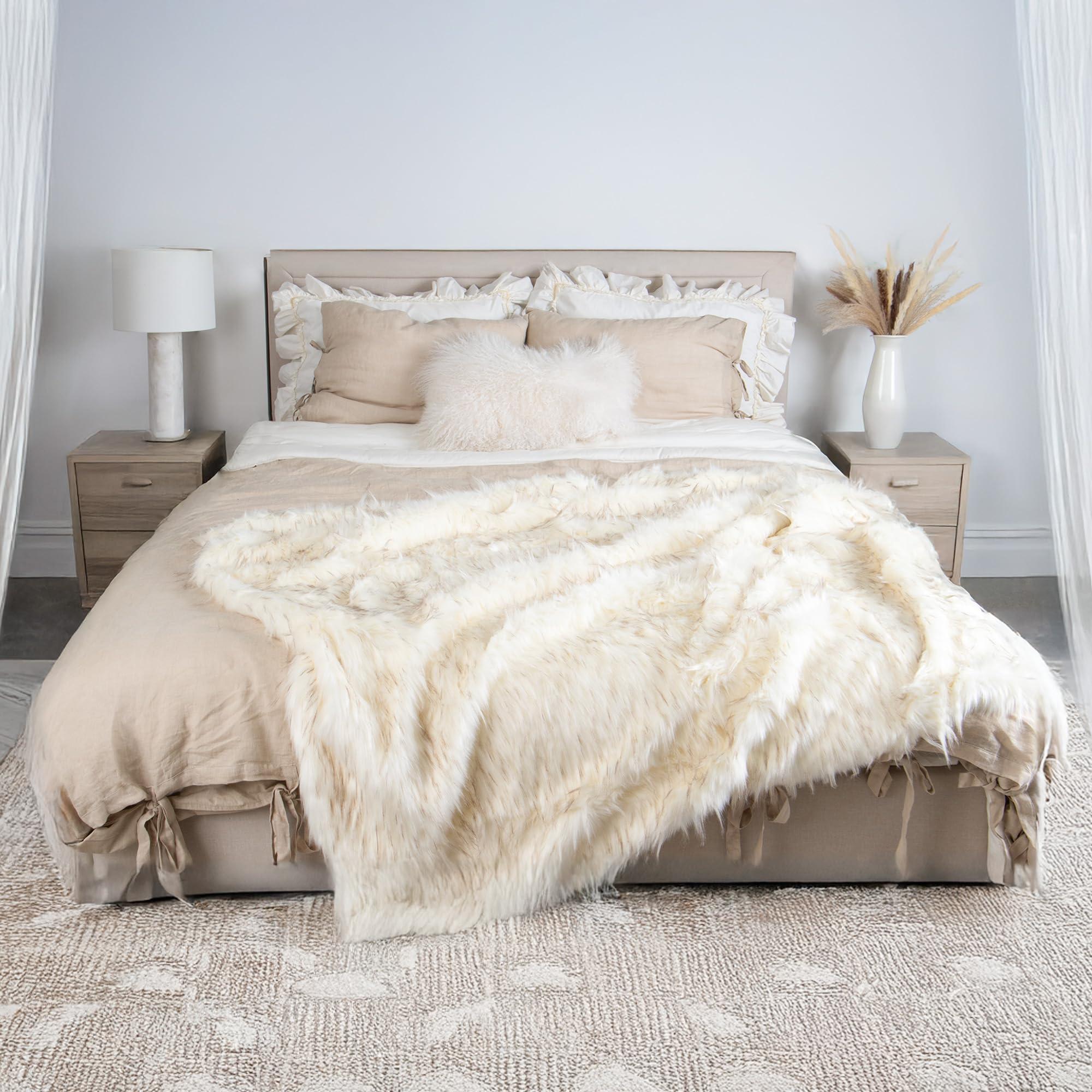 Best Home Fashion Best Home Fashion Heavyweight Super Soft Luxury Faux Fur Oversized Throw Blanket - 58\" W x 84\" L - Iced Fox