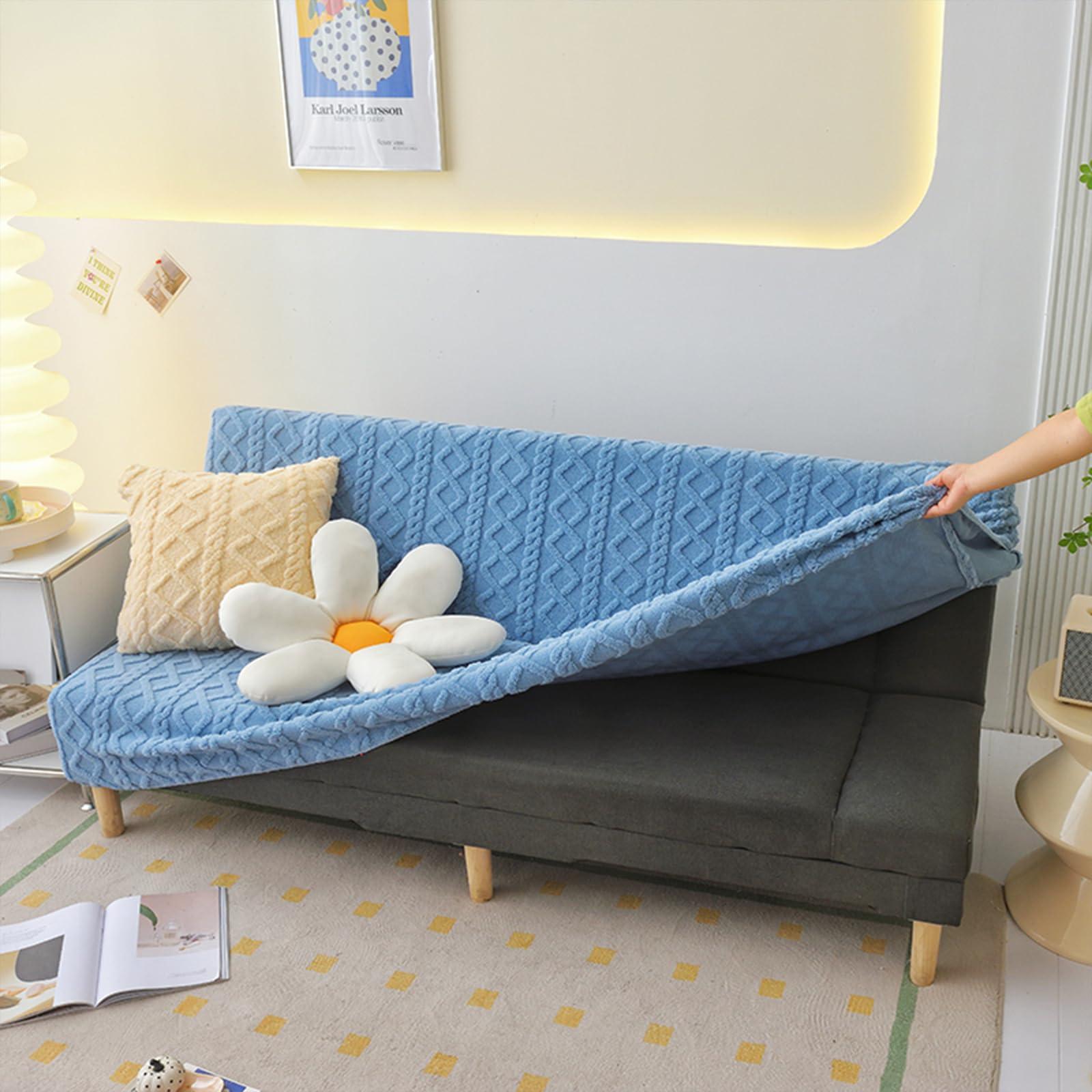 MSAVRWJCE MSAVRWJCE Stretch Armless Futon Cover, Futon Mattress Cover Soft Futon Covers Furniture Protector with Elastic Bottom, Solid Color Jacquard Futon Slipcovers Washable Futon Couch Cover,6,S