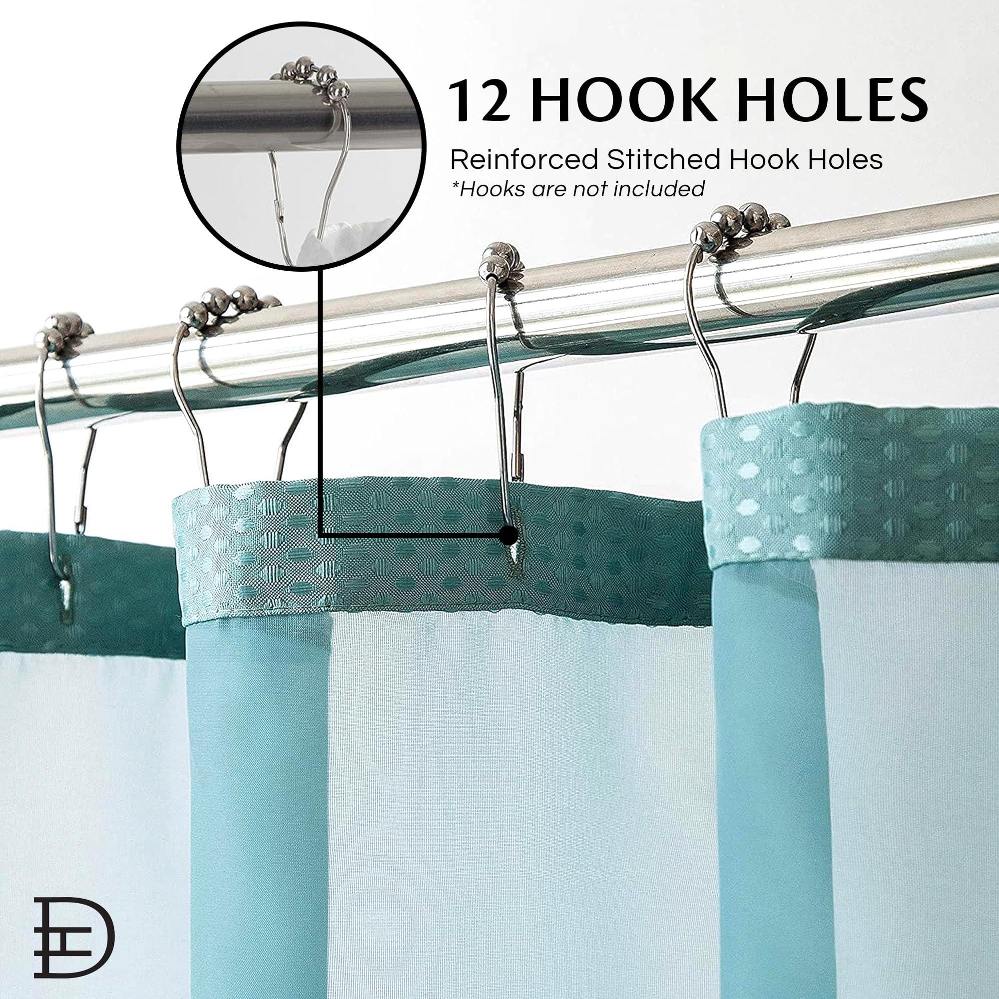 Dainty Home Waffle Weave Shower Curtain With Liner Sets - Modern Shower Curtain for Bathroom With Mesh Top Window - Premium Quality Fabric Snap Shower Curtain