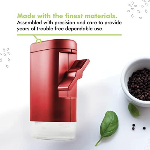 PepperMate PepperMate Traditional Pepper Mill- Manual High Volume Peppercorns and Salt Grinder with Ergonomic Turnkey Handle and Ceramic Precision Mechanism with Adjustable Grind for the Gourmet Chef (Red)