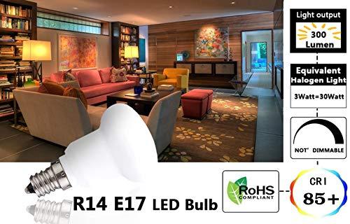 YMAM.LIGHT R14 E17 LED Bulb, 3W(25 Watt Incandescent Equivalent), 2700K Warm White Not-Dimmable Intermediate Base Led Light Bulb, 120V, 4 Pack