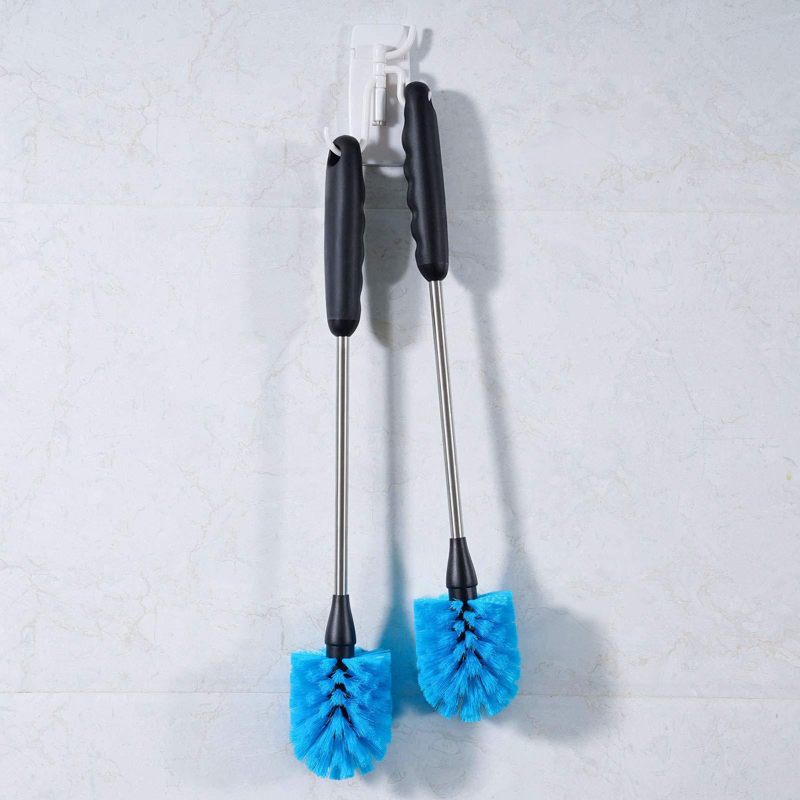 MOSOLAN MOSOLAN Stainless Steel Water Bottle Brush, Long Handle Scrubbing Brush, Built for Cleaning Sports Bottles, Baby Bottles, Cups, Coffee Mugs, Glasswares, Wine Decanters, Flask, 2 Pack, 15 in