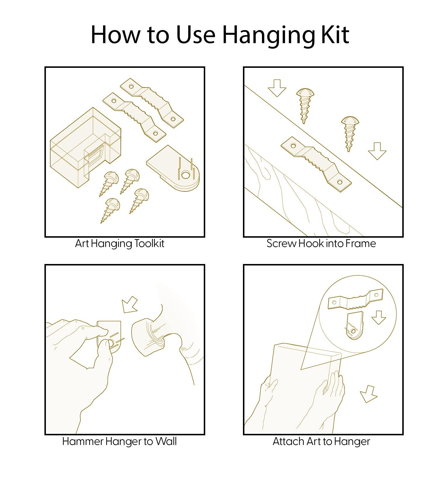 IDEA4WALL IDEA4WALL Framed Wall Art Print Set Mid-Century Negative Space Polygon Variety Abstract Patterns Digital Art Pop Art Bohemian Colorful Warm for Living Room, Bedroom, Office - 16"x24"x3 Natural