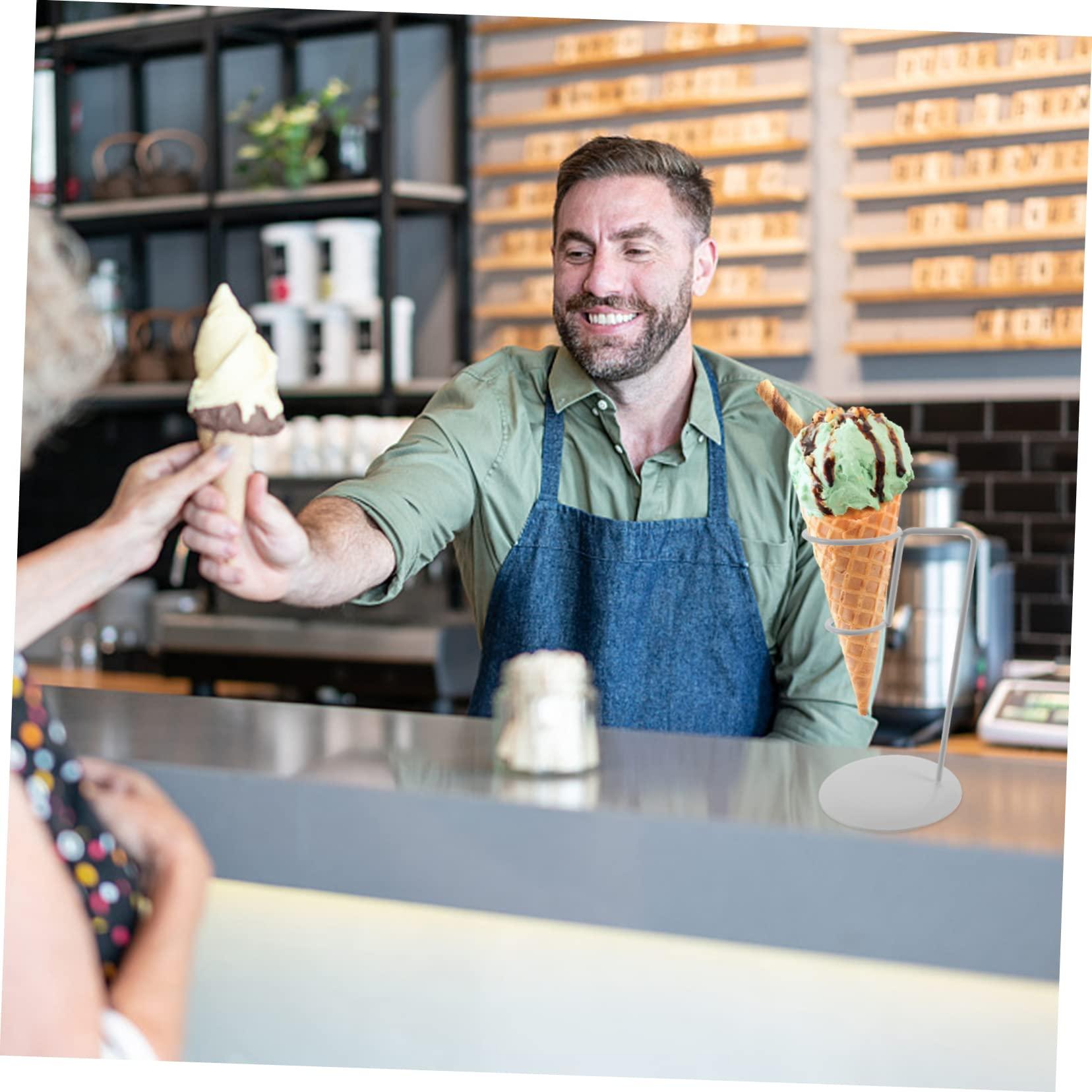 MUCKLILY MUCKLILY Ice Cream Stand Ice Cream Cone Holder Ice Cream Scooper French Fried Stand Cake Stand Lid Cookie Display Shelf Ice Cream Cone Muffin Cases Appetizer Cones Display Iron White