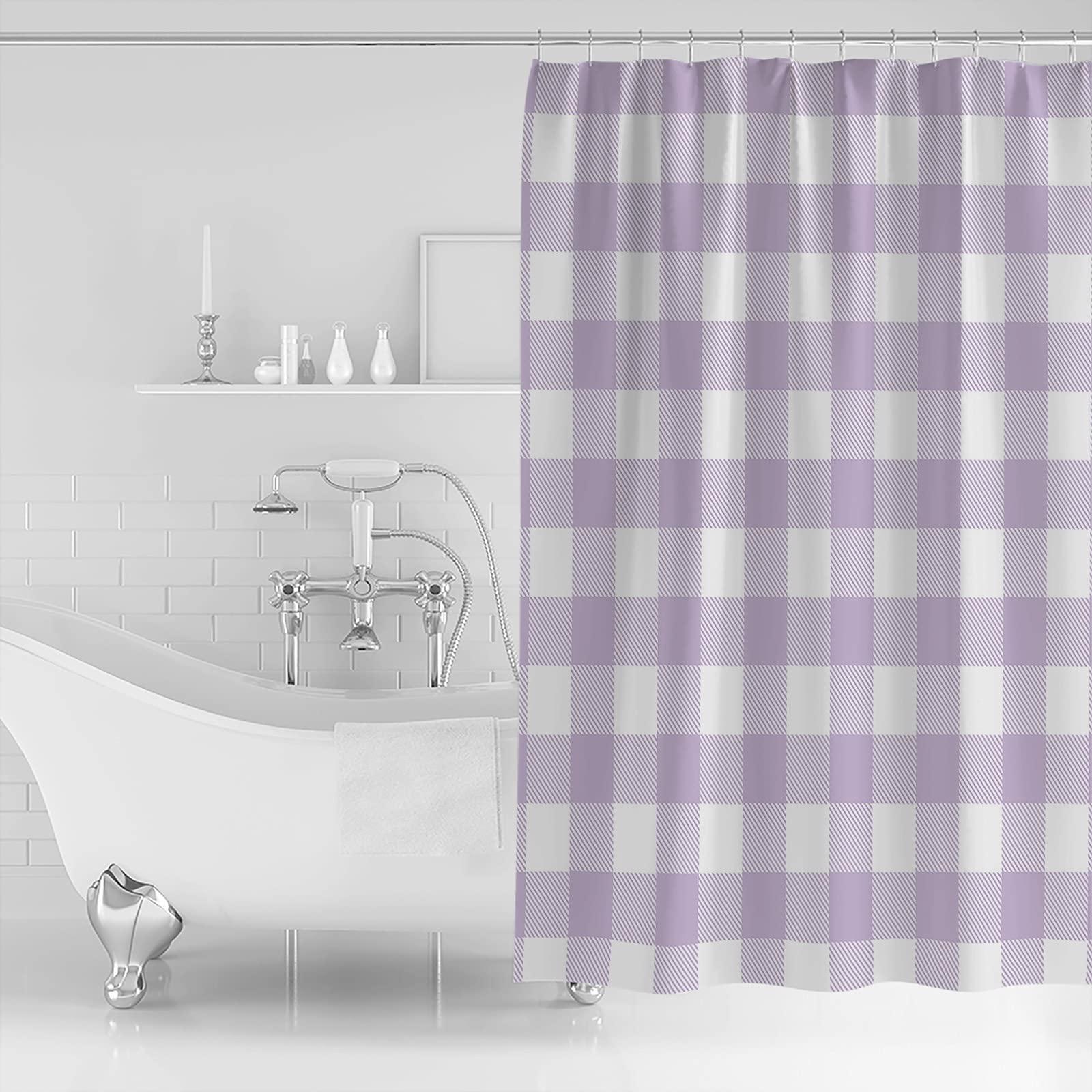 LooPoP LooPoP Shower Curtain for Master, Guest, Kids\', College Dorm Bathroom Buffalo Plaid Waterproof Polyester Bathroom Curtains with Hooks Farmhouse Purple Style