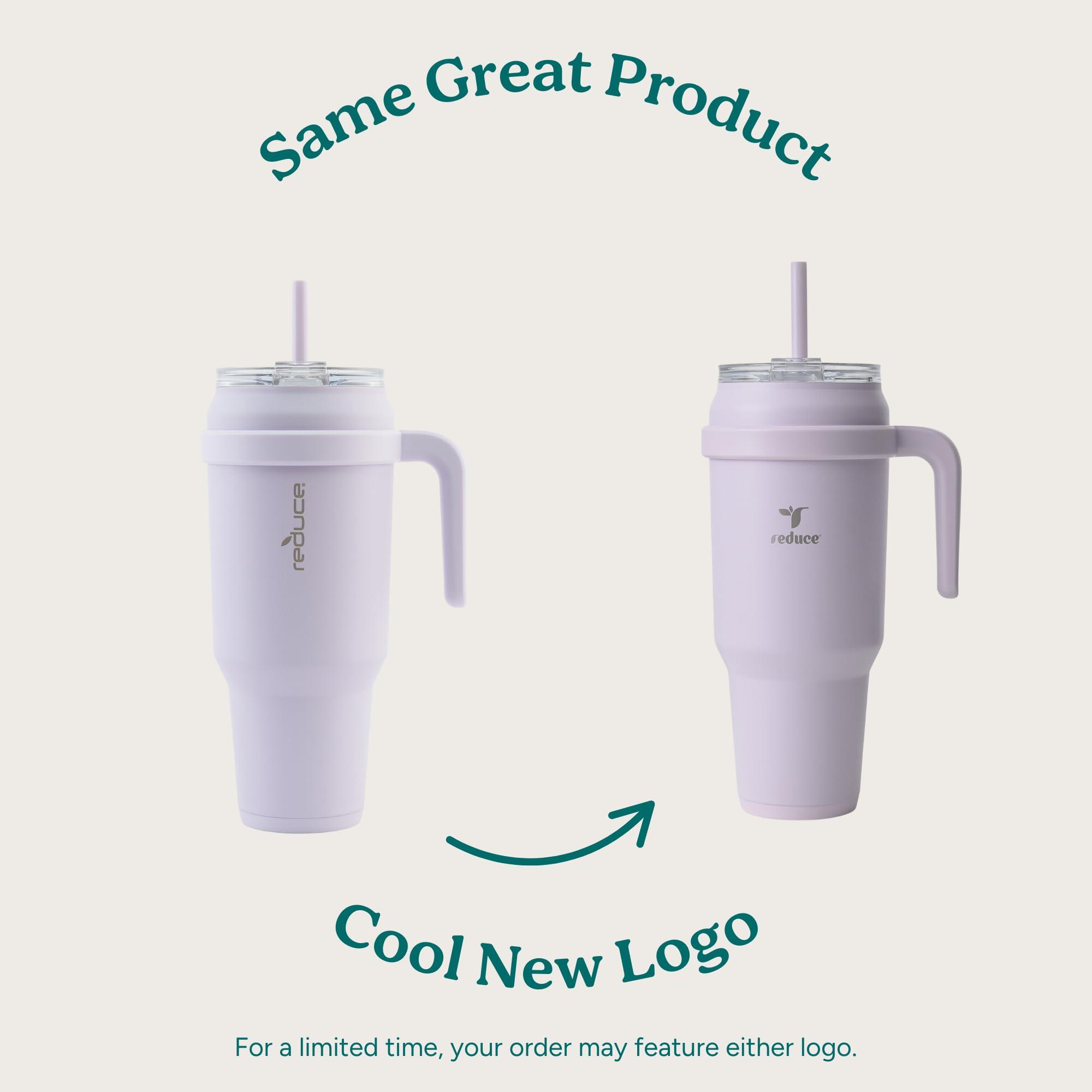 REDUCE REDUCE 50 oz Stainless Steel Tumbler with Handle - Dual-Wall Vacuum Insulated Travel Mug, Sweat-Proof Lid & Reusable Straw - Keeps Drinks Cold for 24 Hrs, Fits Cupholders, Dishwasher Safe - Black