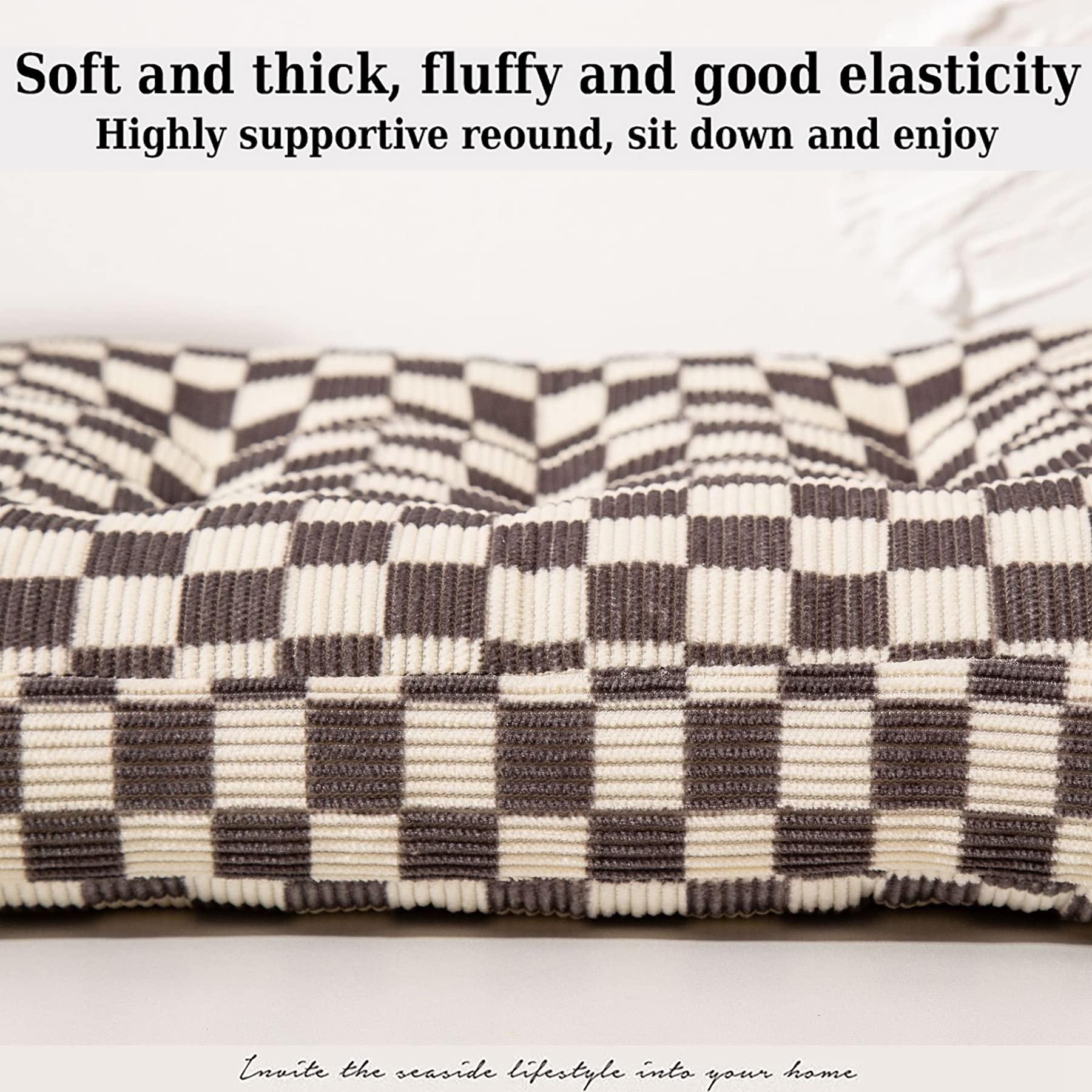 BUENA DECOR Chair Cushions for Dining Chairs 4 Pack - Seat Cushions for Kitchen Chairs, Chair Pads for Dining Chairs, Kitchen Chair Cushions Corduroy and Elastic Pearl Cotton 16x16 (Black, 6)