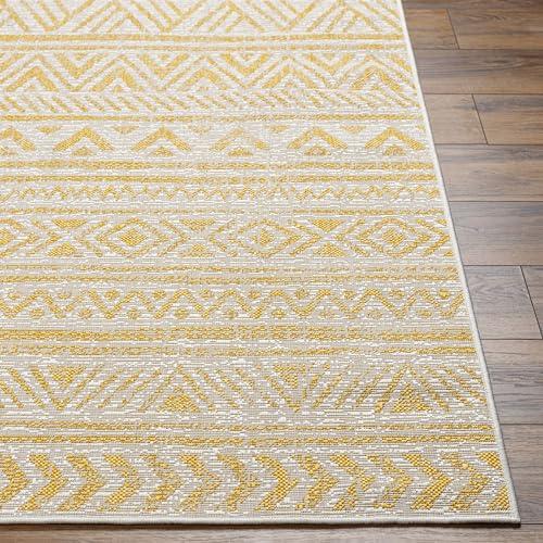 MARK & DAY Mark&Day Outdoor Rugs, 7x7 Goff Global Indoor/Outdoor Saffron Square Area Rug, Non Shedding Yellow Carpet for Patio, Porch, Deck, Bedroom, Living Room or Kitchen (6'7" Square)