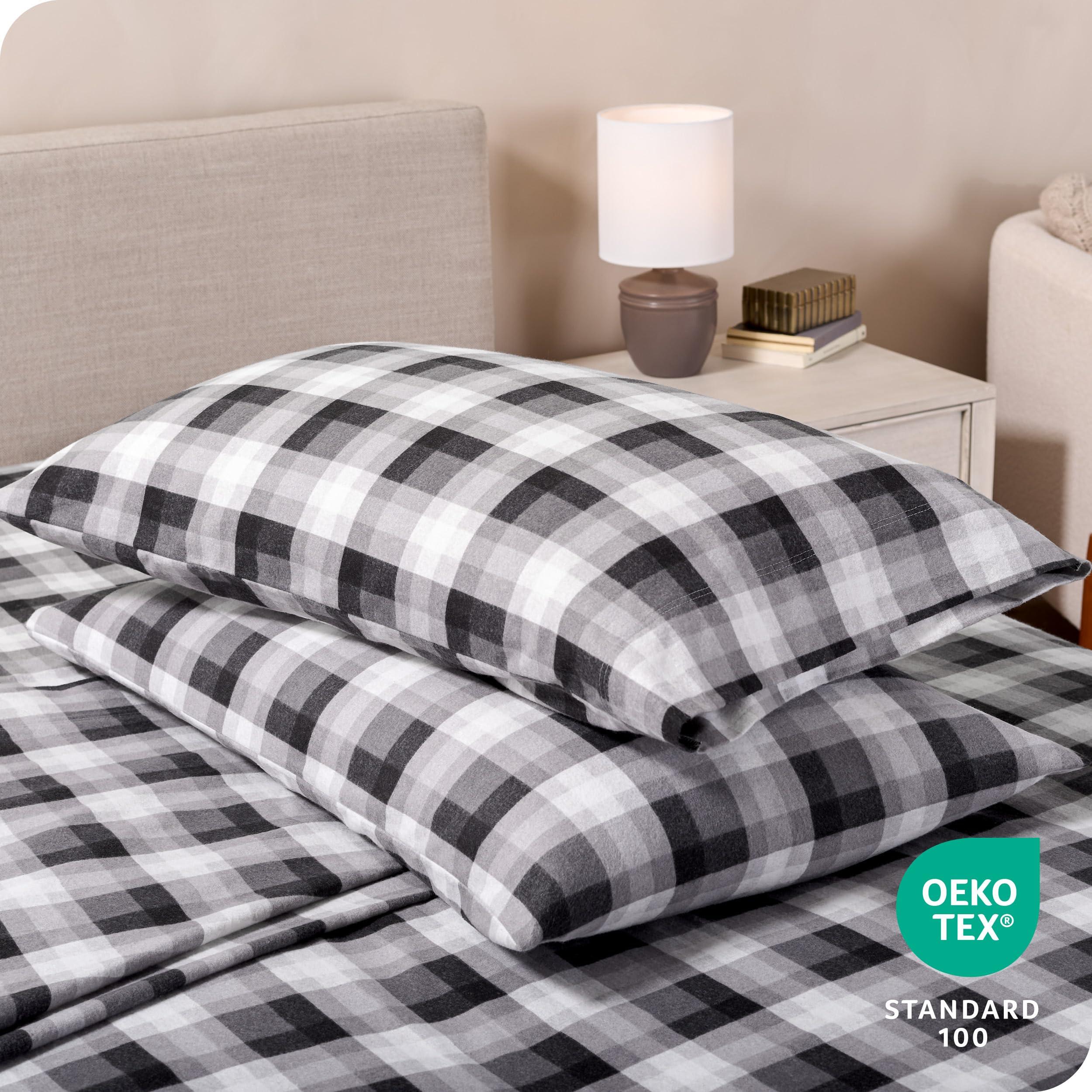 Bare Home Bare Home Flannel Sheet Set Prints, 100% Cotton, Velvety Soft Heavyweight - Double Brushed for Softness & Comfort - Deep Pocket - Bed Sheets (Twin, Oliver Plaid - Grey)