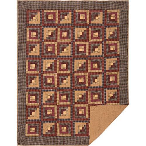 VHC Brands VHC Brands Millsboro Twin Quilt 70Wx90L Log Cabin Country Rustic Lodge Design, Burgundy