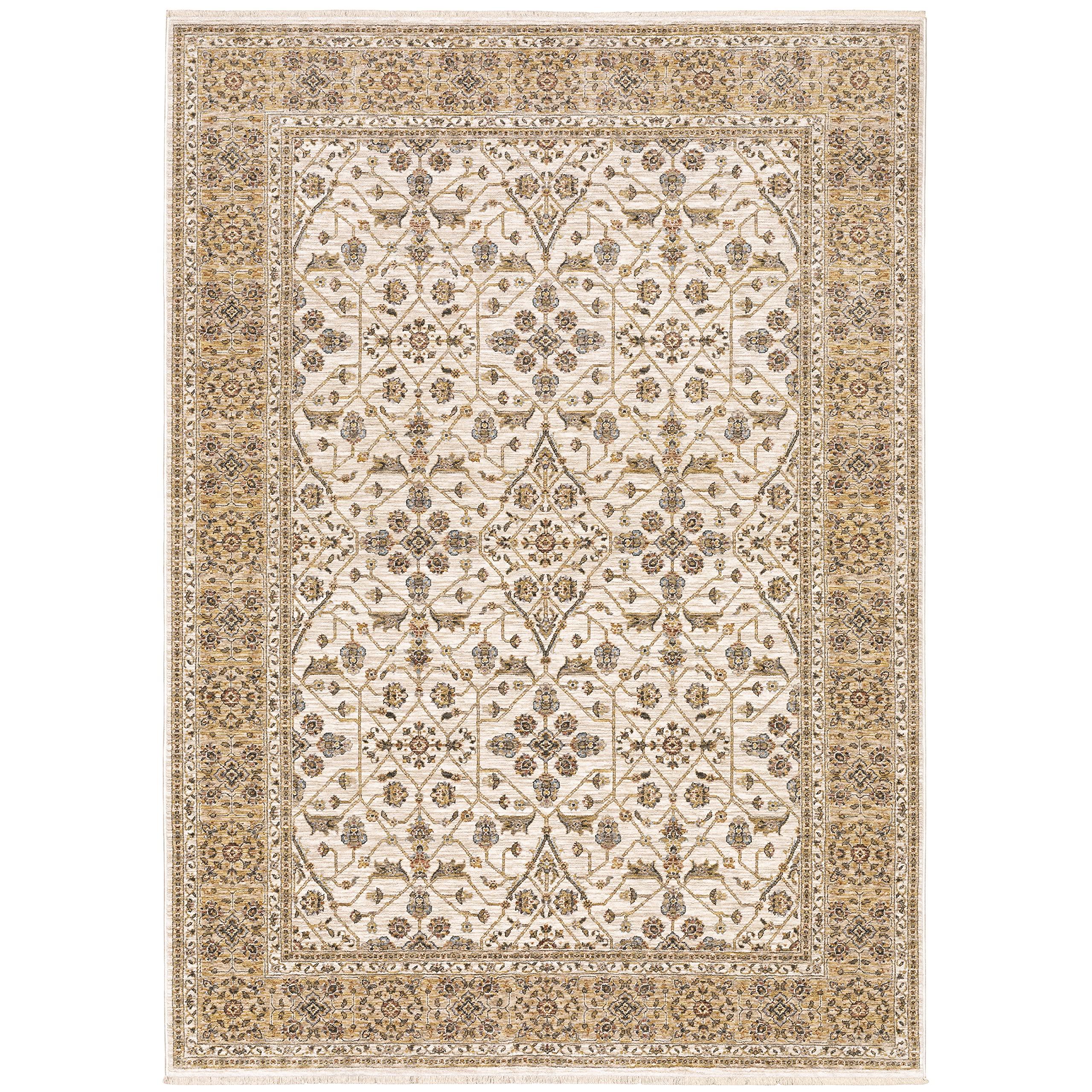 Oriental Weavers Sphinx Maharaja Area Rug 001J1 Traditional Ivory Petals Bulbs 3' 3" x 5' Rectangle
