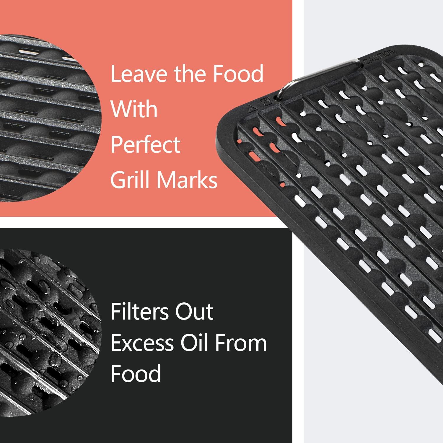 CUSIMAX CUSIMAX Smokeless Grill, 1500W Electric Indoor Grill with LED Smart Display & Tempered Glass Lid, Non-stick Removable Plate, Blue