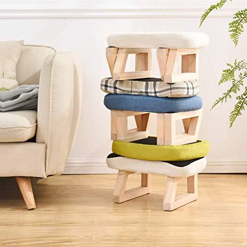 WWTSMYXGS Footstools Footstool Ottoman Small Washable Change Shoes Seat Play Stool Linen Solid Wood Frame,7 Colors (Color:Gray)