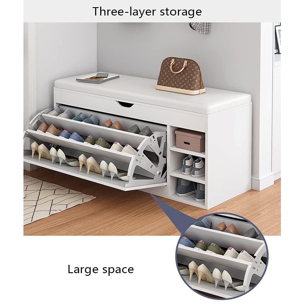 ZAIHW ZAIHW Shoe Cabinet Simple Modern Shoe Rack Tipping Shoe Cabinet Large-Capacity Multi-Function Locker,Well-Designed Shoe Organizer Shoe Seat Stool for Home,Size: 603450cm