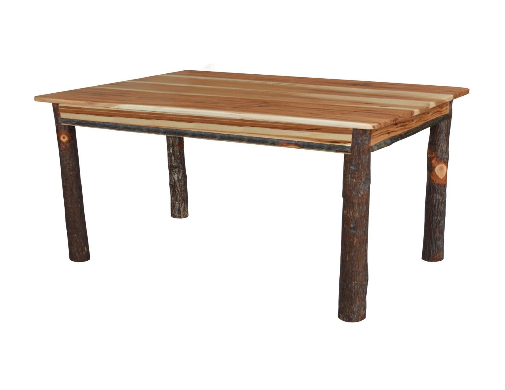 Shoofly Amish Furniture Amish-Made 60 Inch Rectangle Rustic Hickory Wood Dining Table