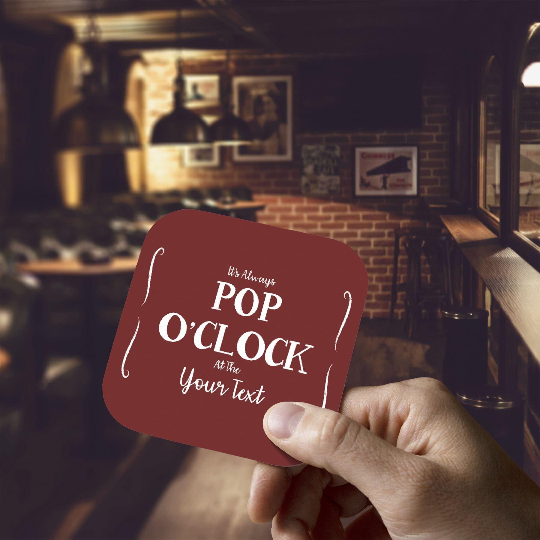 Bang Tidy Clothing Personalised Beer Mats Pack of 24 - Absorbent Recyclable Cardboard Drink Mat Coasters 3.74 x 3.74 x 0.04 inch Square - Accessories for Home Bars Pubs - POP - Ruby - ADD Your Text