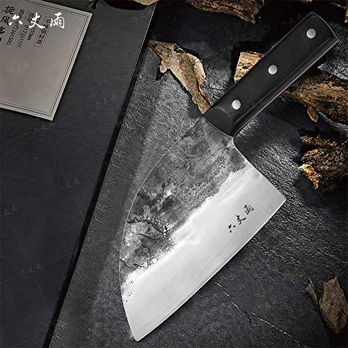 LIUZHANGYU Professional Chinese Traditional Forged Butcher Knife Chef Knife Kitchen Knife Sharp Blade Cleaver Slicer Full Tang Slaughtering Knife Chef's Meat Cleaver High Manganese Steel Hardness Forged Manual K