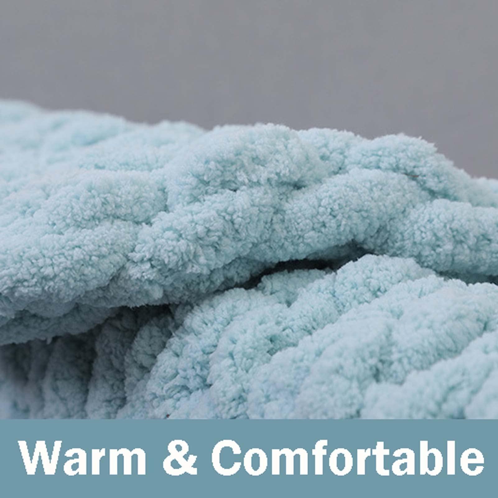 RGRE RGRE 50x60 inch Chunky Knit Blanket Chenille Throw, Handmade Chenille Yarn Cable Knitted Blanket, Knitted Chenille Throw Blanket for Sofa and Couch, Home Decoration Crochet Blankets