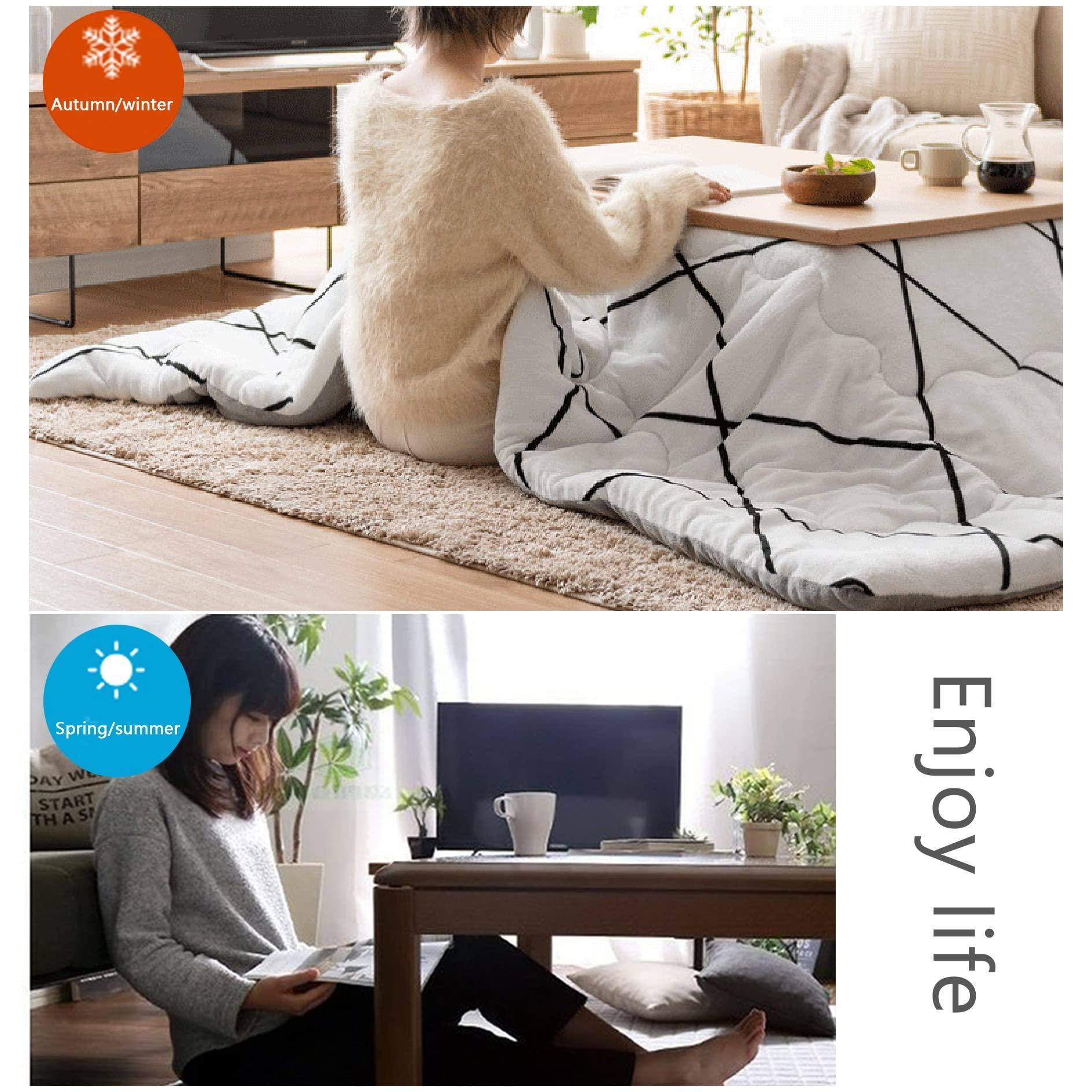 Leaceuv Japanese Desk Kotatsu Table with Heater,Drawing Table for Floor & Bed,with Plush Blanket,Computer Writing Desk,House Bay Window Low Tables Heating Futon Coffee Tea Table,Easy to Assemble (Size : 80x8