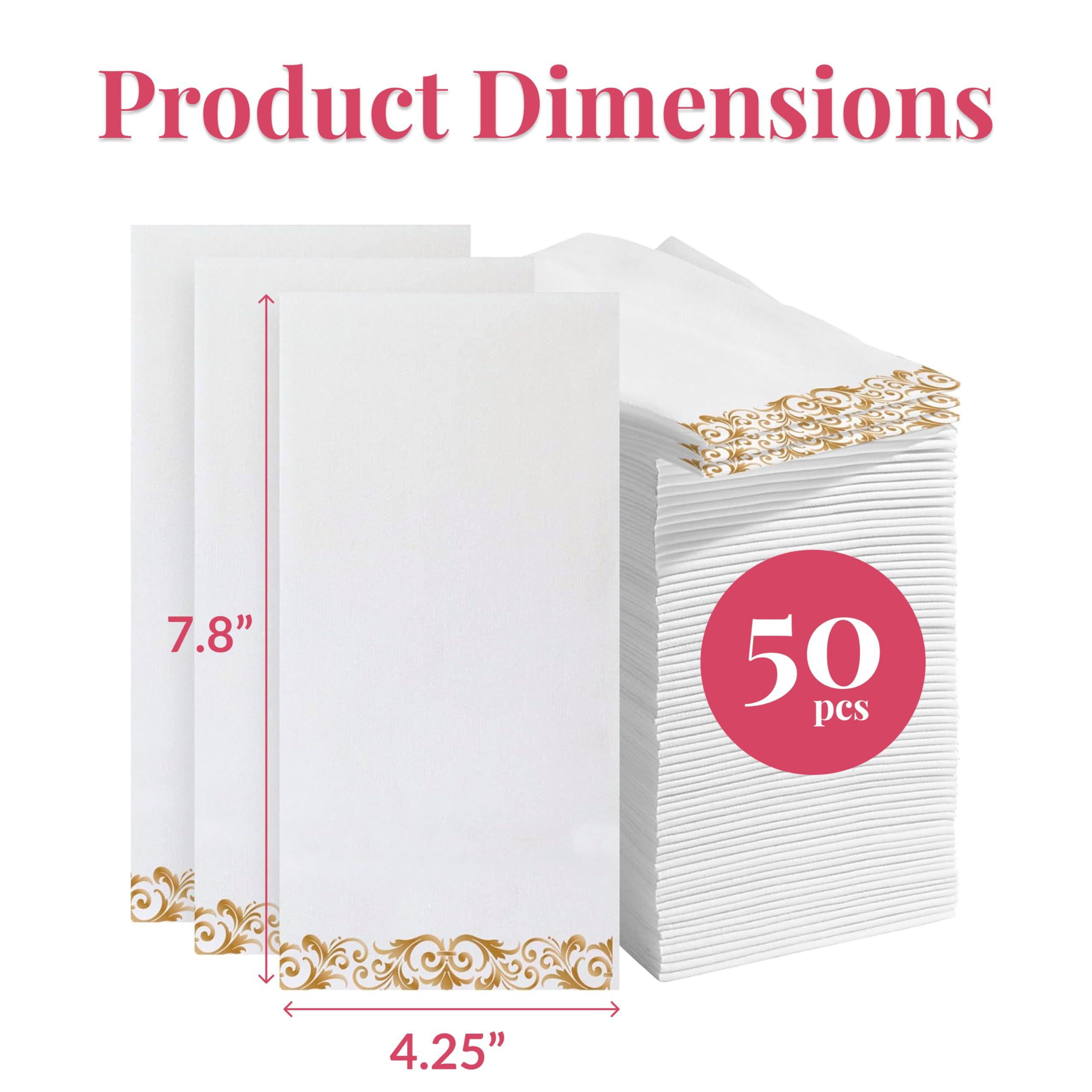 Prestee 50-Pack Linen Feel Dinner Napkins by Prestee - Soft Disposable Paper Hand Towels for Bathroom and Events - Durable, Absorbent Party Napkins for Weddings, Dinners and Special Occasions - 7.8 x 4.25 In