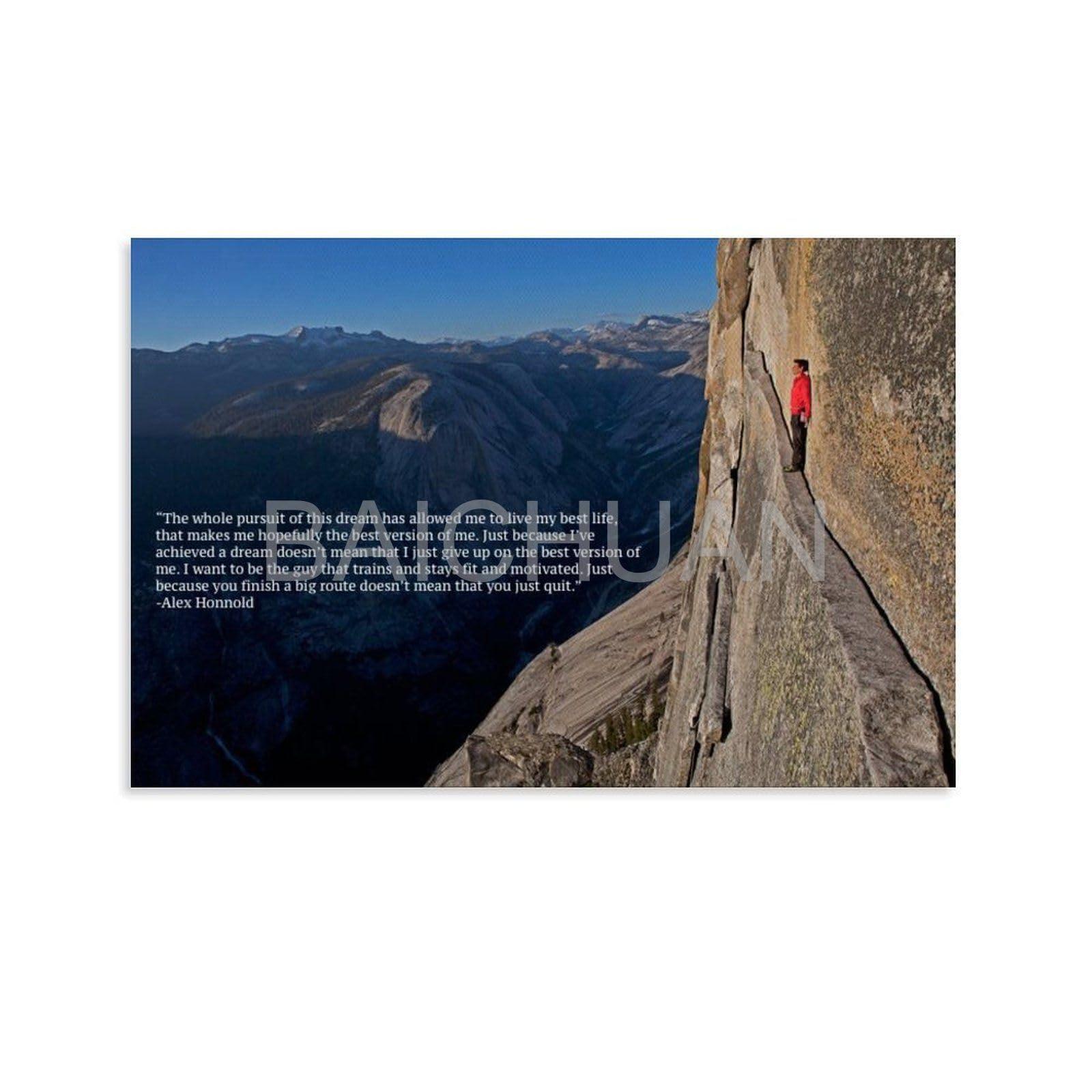 TRHBNNI TRHBNNI Alex Honnold Motivational Quote Poster Canvas Painting Posters And Prints Wall Art for Living Room Bedroom Decor 30x20inch(75x50cm)