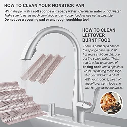 CHEFMADE CHEFMADE Perforated Baguette Pan, 15-Inch 3 Wave Loaves Non-Stick Ultra-Ventilate French Bread Pan 2-Inch Channel for Oven Baking 15.2" x 9.6" (Champagne Gold)