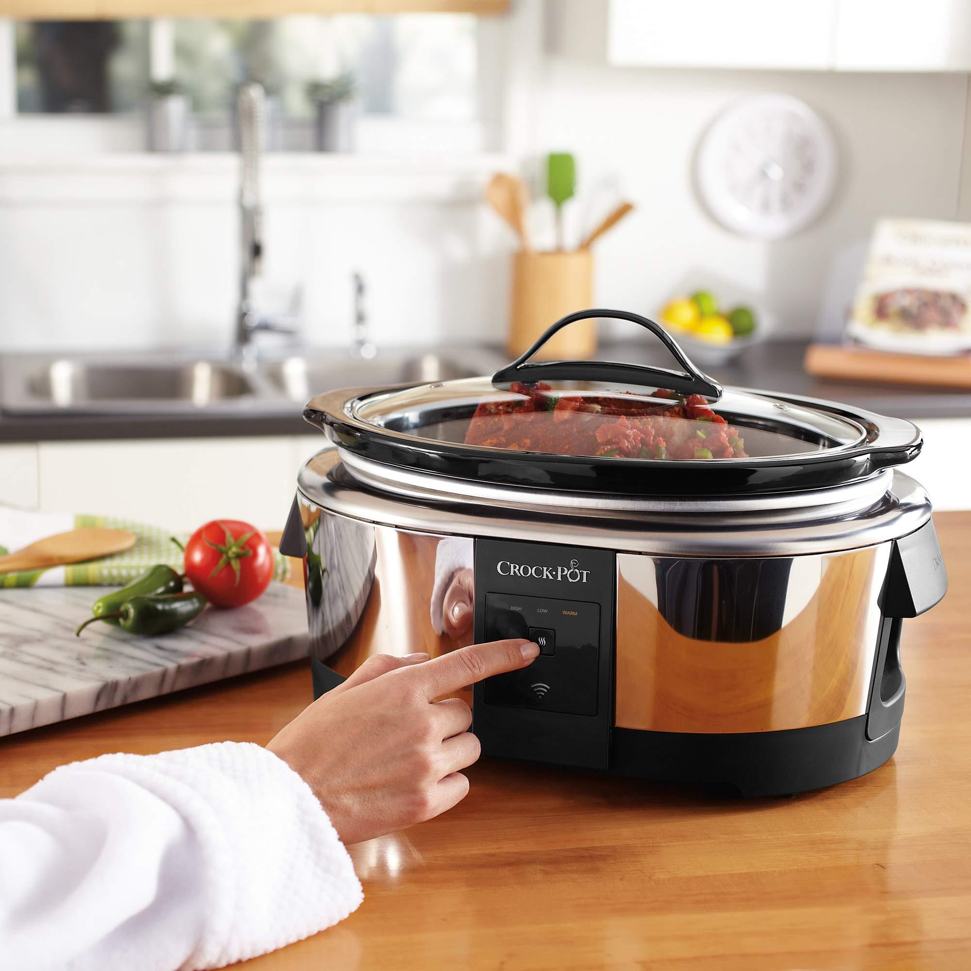 Crock-Pot Crock-Pot 6 Quart Programmable Slow Cooker and Food Warmer Works with Alexa, Stainless Steel (2139005)