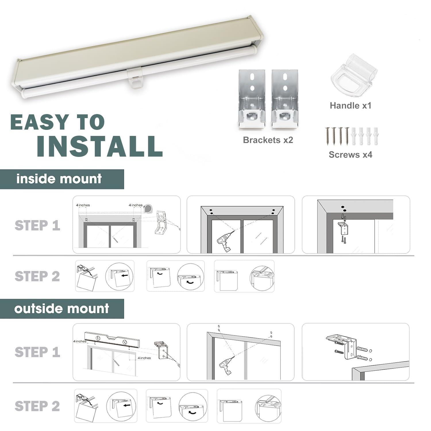 IDEKIO Blackout Roller Blinds for Windows,Custom Size Cordless Black Out Roller Shades,Thermal Insulated Privacy UV Protection Window Shades,Easy to Install,Black,31" W x [25" H to 98" H Customize]