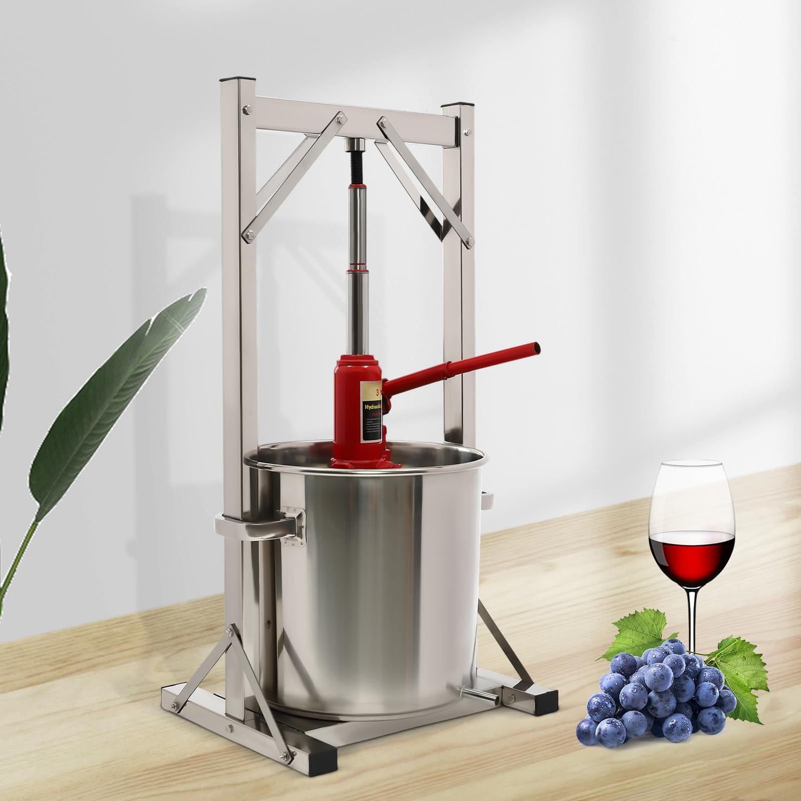 Gagalayong Gagalayong 22L Fruit Wine Press, Stainless Steel Cider Press with Hydraulic for Cider, Grape Wine Making Supplies and Equipment (Red) (red)
