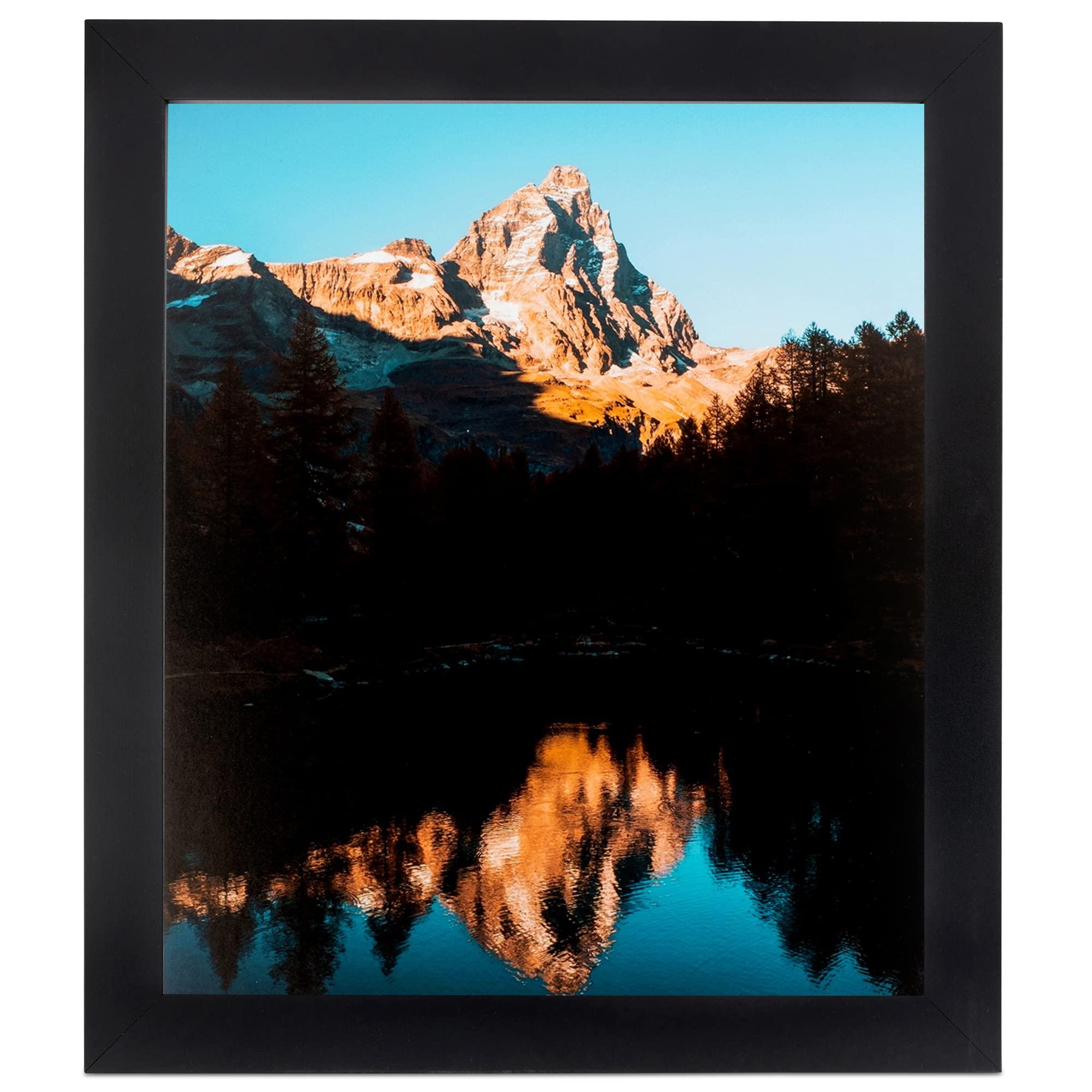 ArtToFrames ArtToFrames 14x16 Inch Black Picture Frame, 1 - Pack, This 1.25 inch Custom MDF Poster Frame is Black Satin, Comes with Regular Glass (Frame_Pack_1_5180-14x16)