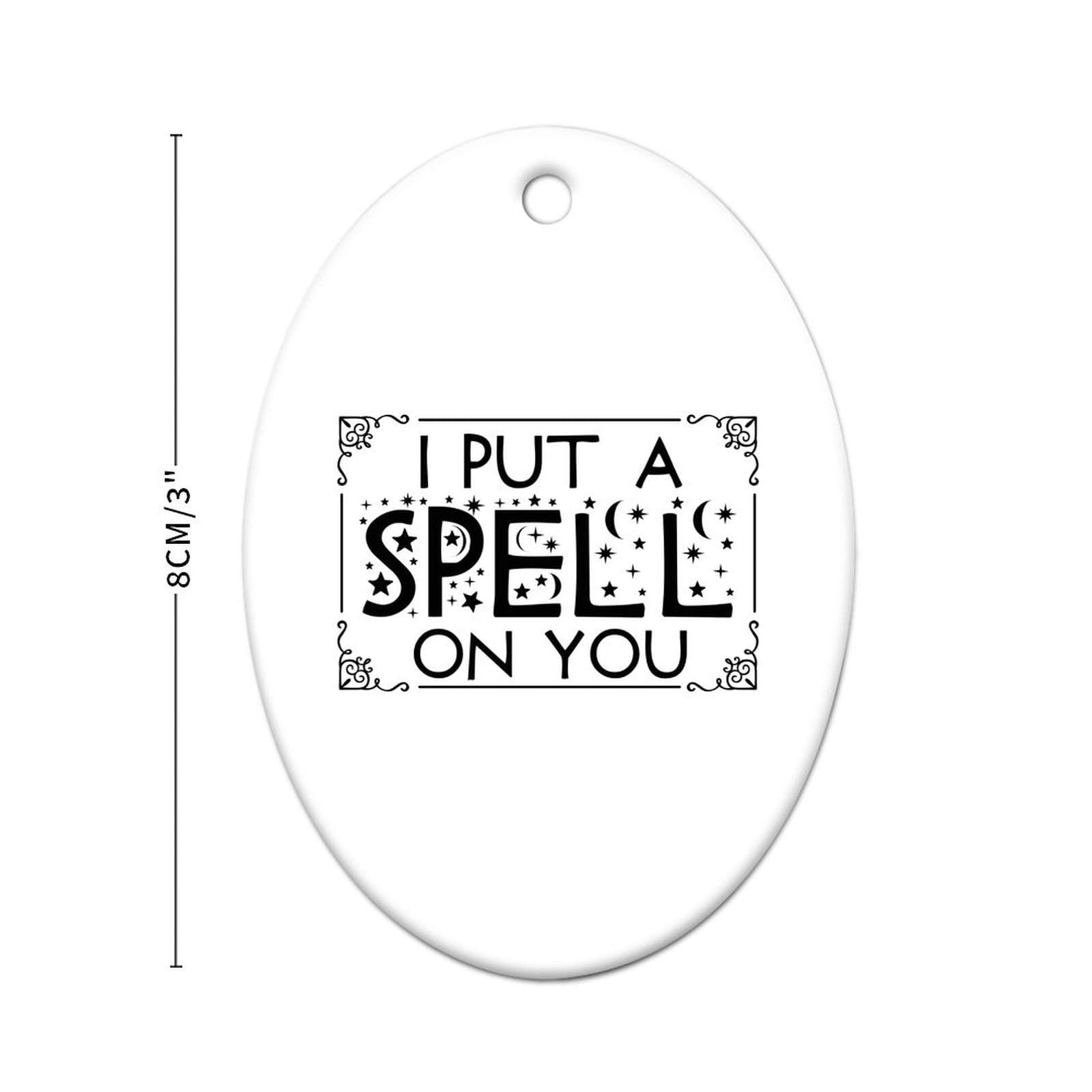 Generic Halloween I Put A Spell on You Ornaments Spooky Season Ceramic Ornament Xmas Holiday Handmade Keepsake Elegant Hanging Christmas Tree Decorations Style-9 Oval