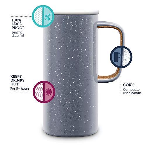 Ello Ello Campy Vacuum Insulated Travel Mug with Leak-Proof Slider Lid and Comfy Carry Handle, Perfect for Coffee or Tea, BPA Free, Georgia Peach, 18oz