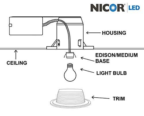 NICOR Lighting NICOR Lighting 6 inch White Recessed Baffle Trim, Fits 6 inch Housings (17511)