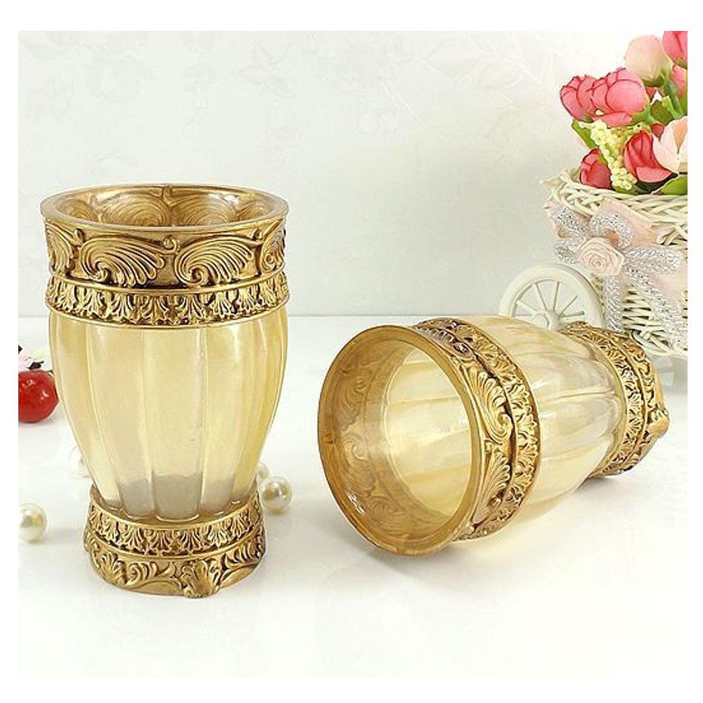 LUANT LUANT Vintage Golden Bathroom Accessories, 5Piece Bathroom Accessories Set, Bathroom Set Features, Soap Dispenser, Toothbrush Holder, Tumbler & Soap Dish - Golden Glossy - Bath Gift Set