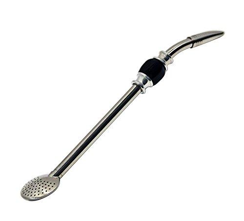 RECHERE RECHERE Stainless Steel Yerba Mate Tea Bombilla Gourd Drinking Straw Filter Silver (Black)